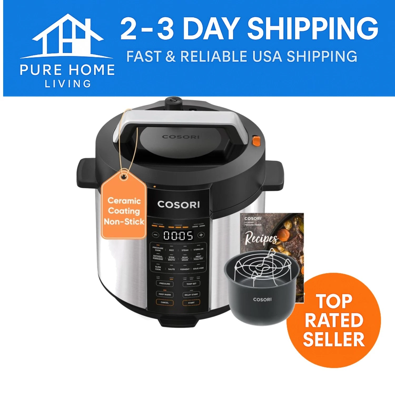 6QT Stainless Steel Pressure Cooker: 9-in-1 Multi Cooker with 13 Cooking Presets