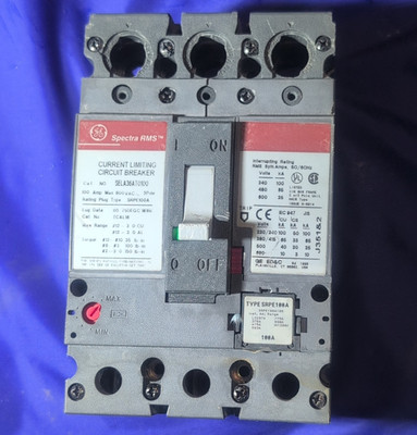 GE Spectra RMS SELA36AT0100 Circuit Breaker 100A 600VAC 3-Pole Current Limiting