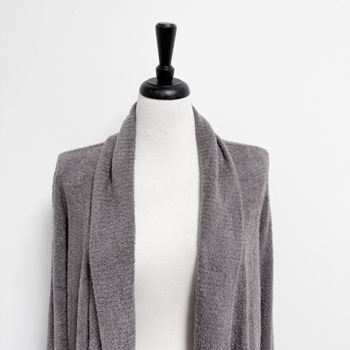 Barefoot Dreams Cozychic leichte graue mittellange Strickjacke vorne offen Kreis L XL - Bild 2 von 9