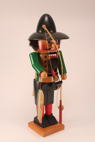 Vtg Rare Erzgebirge Steinbach 15" Nutcracker Fisherman Fishing Pole Carved Wood - Picture 12 of 18