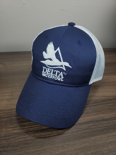 Delta Waterfowl Trucker Hat Mesh Strap Back Cap Navy Blue Duck Hunting Outdoors - Picture 4 of 10