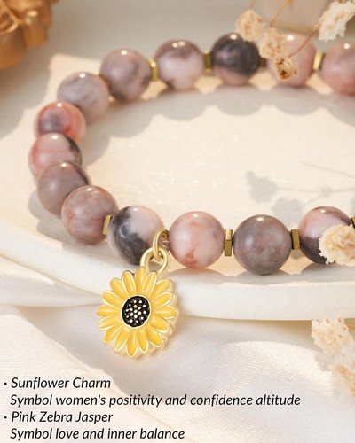 Sunflower Gifts for Women, Sunflower Women Bracelet Inspirational Sunflower Jewe - Picture 4 of 7