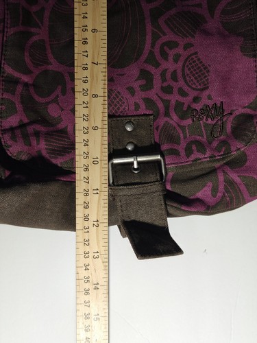 Vintage Y2K Roxy Canvas Tote Bag Logo Brown And Pink Floral With Pockets - Picture 4 of 10