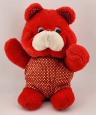 Vintage Dan Brechner Red Teddy Bear Polka Dots 8"