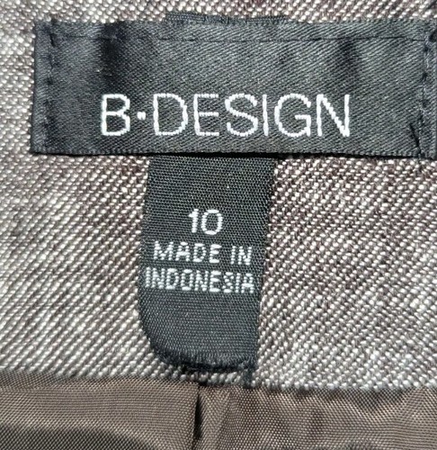 B-DESIGN Heather Brown LINEN BLEND Suit Blazer Jacket OFFICE Women's Size 10 - Picture 3 of 12