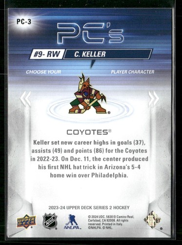 2023-24 Upper Deck Series 2 - Pc's Clayton Keller #PC-3 - Picture 2 of 2