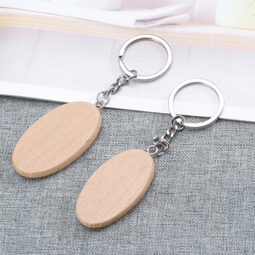 8 Pezzi Portachiavi in Legno Creativo Fai da Te Decorazione Portachiavi per Donna Uomo Signora (Cerchio, - Foto 4 di 12