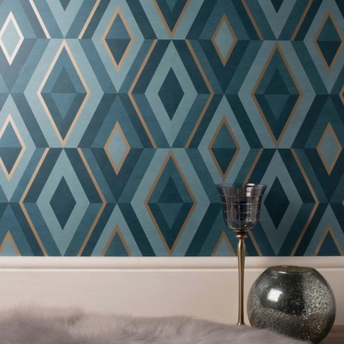Fine Decor Shard Geometric Emerald Gold Luxury Diamond Wallpaper DIY FD42609 - Picture 4 of 4