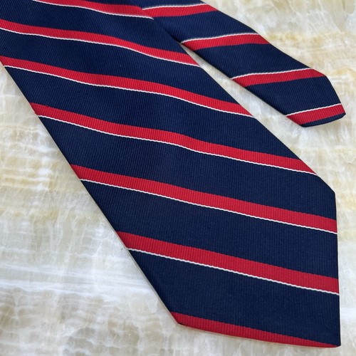 Robert Talbott Red White Blue Stripe Design Neck Tie Silk Royal Navy Engineers - Picture 2 of 7