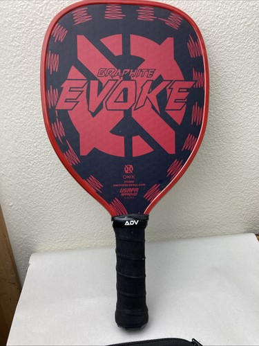 Raqueta de pádel Pickleball de grafito roja Onix Evoke Teardrop usada + CUBIERTA #b - Imagen 13 de 24
