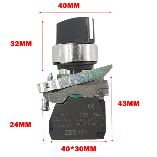 5Pc XB4-BD21 Selector Switch Metal Black 22mm 2 Positions Stay Put 1NO XB4BD21 - Picture 3 of 15