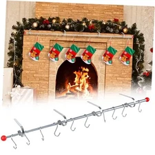 Christmas Stocking Holder Rod, 59 in Metal Mantel Stocking Hangers with 10 