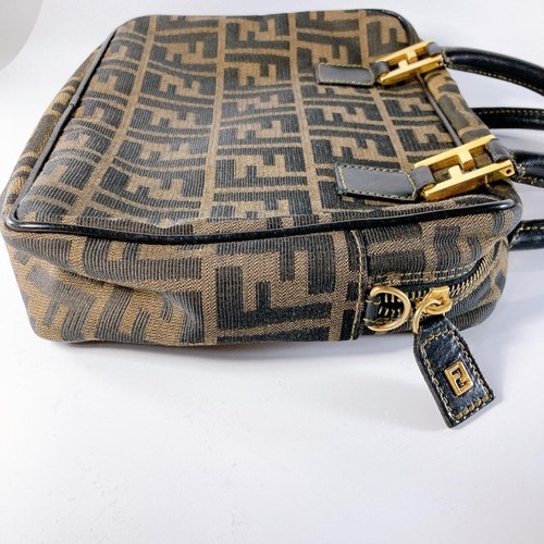 Auth Used EX+ FENDI Zucca 2way Handbag Canvas Leather Brown Condition - Picture 20 of 24