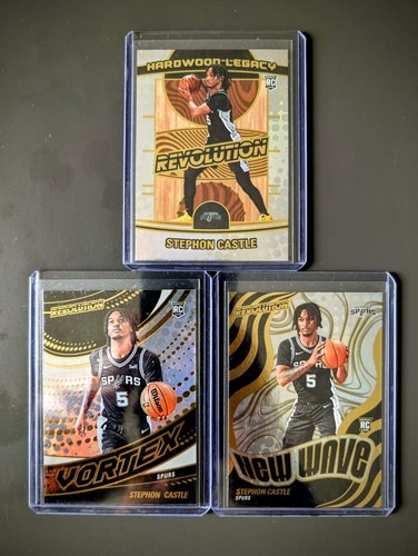 2024-25 Stephon Castle 3 Rookie Card Inserts Revolution Spurs Panini Nba