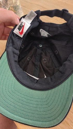Nike Micro Cord Vintage 90s Cap Hat / One Size Adjustable Strap Back / Black - Picture 7 of 7