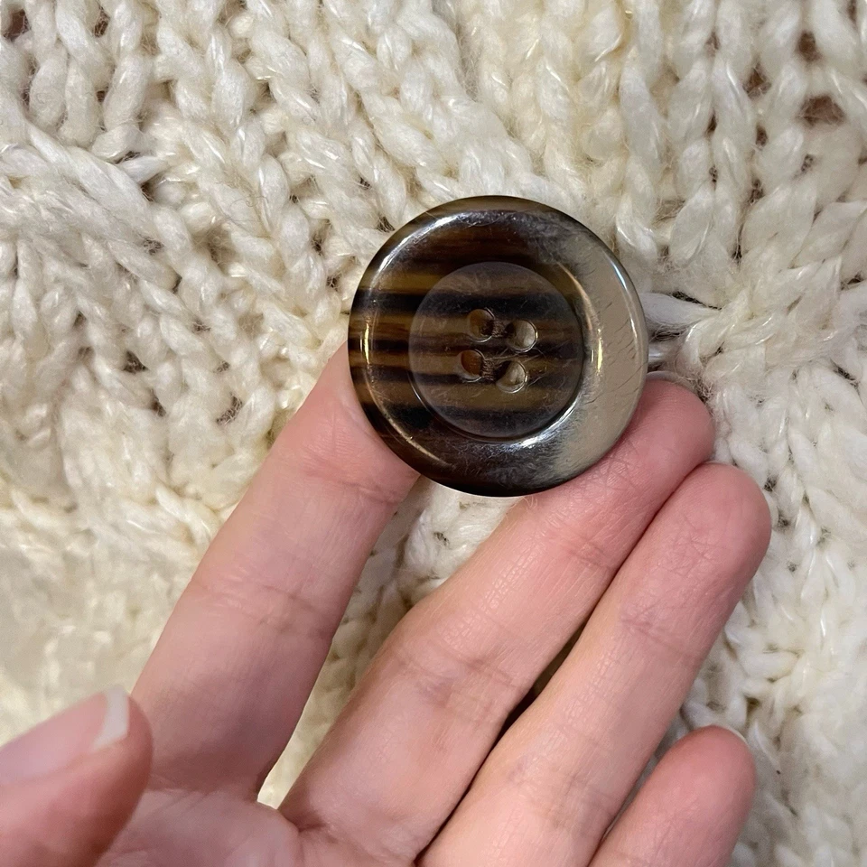 Y2K Bebe Chunky Fisherman Cardigan Sweater XS Cable Knit Button Down Fitted - Image 4 of 4