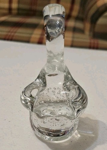 Vintage Klarglas mundgeblasen Schwan Briefbeschwerer mit kontrollierten Blasen 4" hoch - Bild 4 von 5