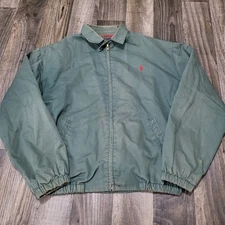 Vintage 90s Polo Ralph Lauren Harrington Bomber Jacket Plaid Lined Green Mens M