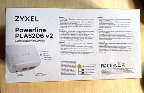 Zyxel PLA5206 v2 Powerline Gigabit Adapter – Starter Kit (2 Stück) – NEU! - Afbeelding 2 van 3