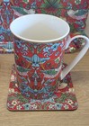 William Morris Strawberry Theif  2 China Mugs Coasters & Melamine Tray