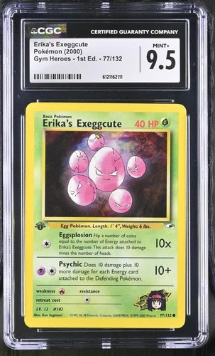 CGC 9.5 MINT+ Erika's Exeggcute Gym Heroes 1st Edition 77/132 Pokemon Card