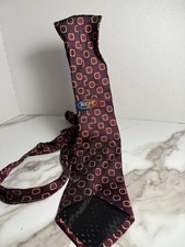 Repp Woven Foulard Neck Tie Men Red Burgundy Silk Abstract Classic Suit Bold USA