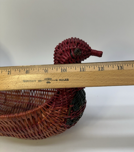 2 Vintage Türkei Multicolor Weidenkorb Erntedank Urlaub Figural Gewebt - Bild 11 von 15