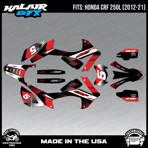 Graphics Kit for HONDA CRF250L 2012-2021 Turbo - Red - Picture 1 of 4