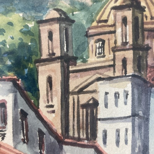 Vintage Original Watercolor Painting Landscape Architectural Cityscape Signed - Picture 6 of 12