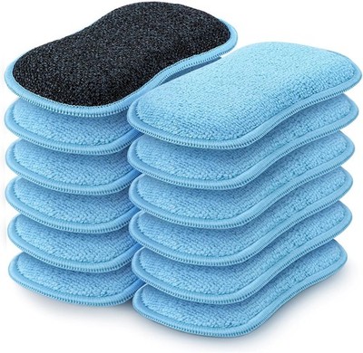 Dish Sponge,12 Pack Microfiber Kitchen Sponges,Double-Sided Scrub Sponge for Pot