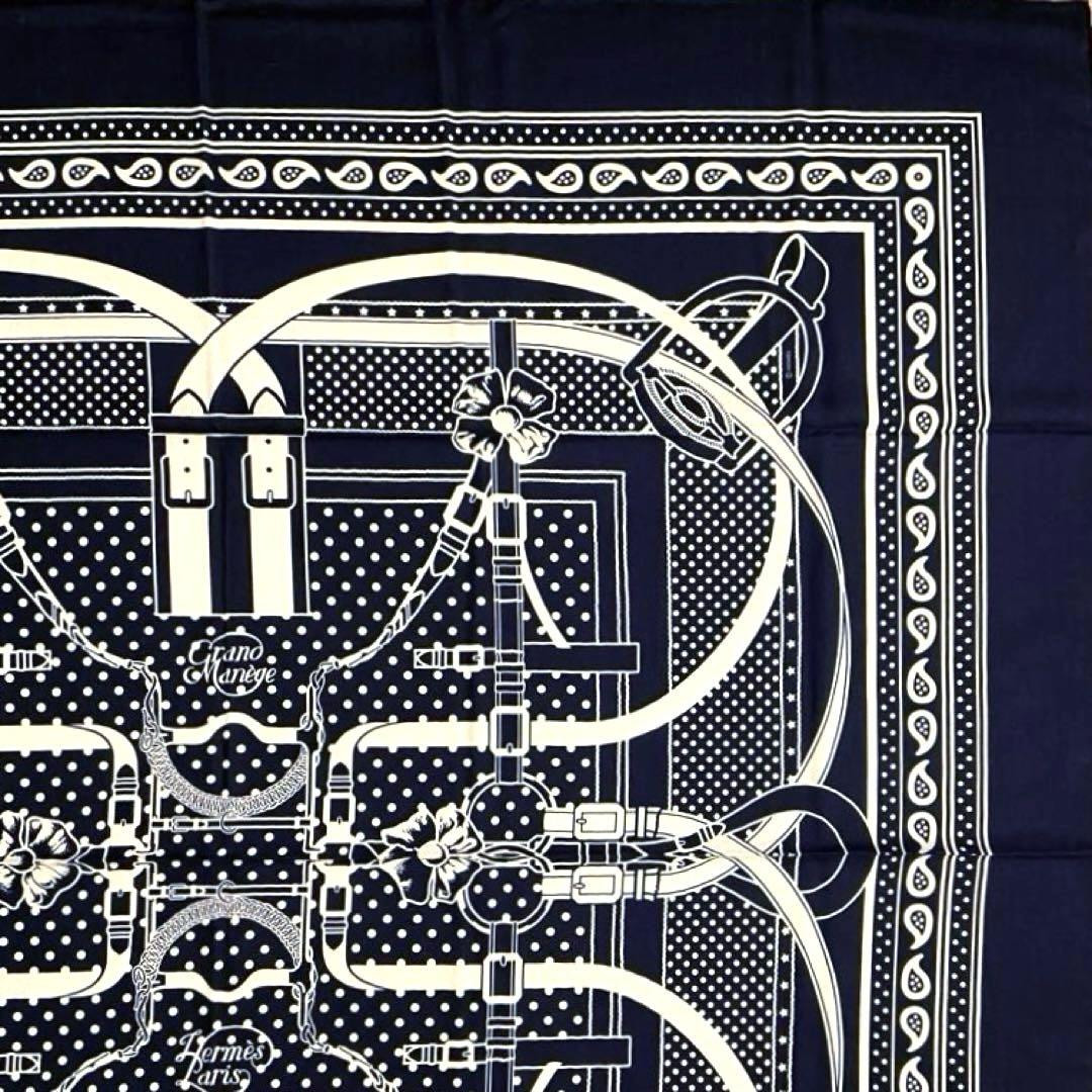 Hermès Grand Manege Silk Cashmere Scarf 140 Navy Unisex Hermès Grand Manege Silk Cashmere Scarf 140 Navy Unisex