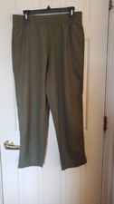Old Navy Large High Rise Straight Leg Ankle Pants Green Elastic Waist Pockets