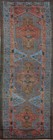 Tribal Blue Over-Dyed Wool Hand-knotted 11 ft Runner Rug Vintage Carpet 3x11