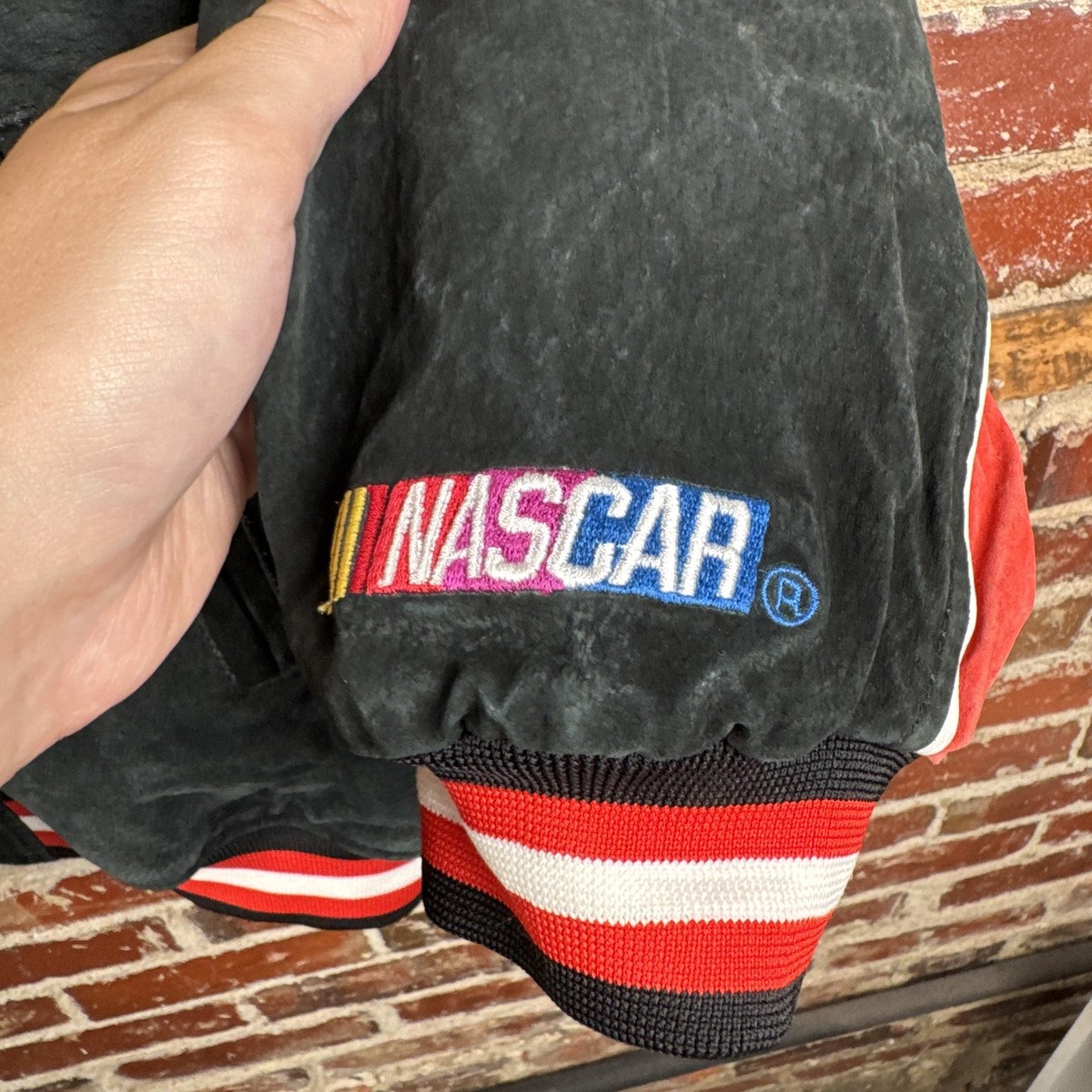 Vintage Chevrolet Racing Jacket Mens Large Black Red NASCAR 