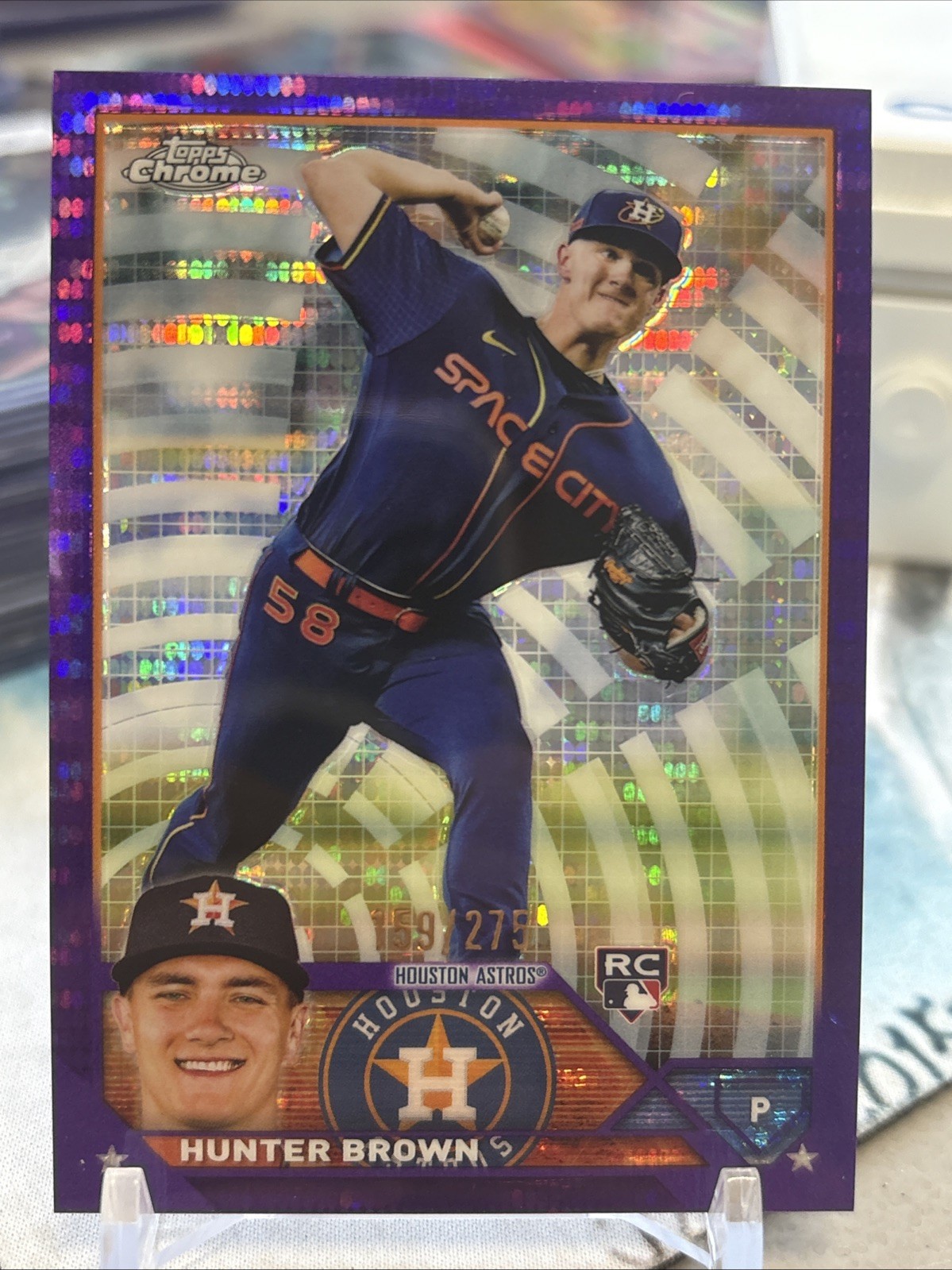 2023 Topps Chrome Hunter Brown #197 Rookie RC Purple Sonar Refractor /275 Astros