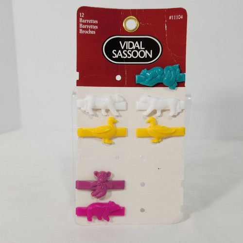 Vintage Vidal Sassoon Kinder Tier Haarspangen fehlen 5 Eichhörnchen Ente Lamm Puma? - Bild 1 von 8