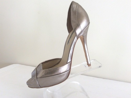 Charles David  Open Toe Pumps Heels Shoes  Silver Metallic Size 5 M - Picture 3 of 10