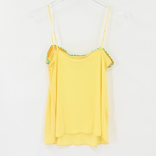 Vtg Babydoll Top Womens Sz M Yellow Sequin Trim Pastels Bling Festival Y2k USA - Picture 5 of 10