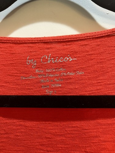 "Chico's Naranja Ojales Cuello Redondo Gorra Manga Top Grande Axila a Axila 24"" Talla 3" - Imagen 2 de 6