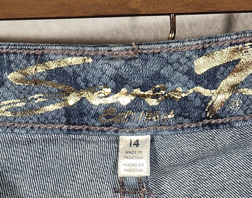 Seven 7 Size 14 Womens Snake Animal Print Denim Shorts Stretch Cut Off - Picture 2 of 9