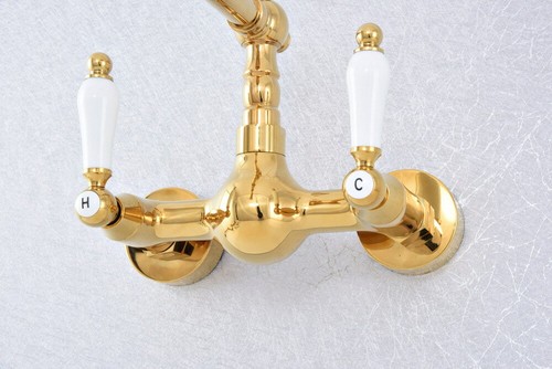Gold Color Brass Wall Mounted Bathroom Basin Sink Mixer Tap Faucet msf607 - Bild 9 von 10