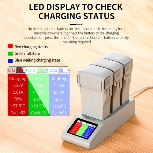 For DJI Mini 4Pro Mini 3Pro Battery Charger with LED Display Screen - Picture 2 of 24