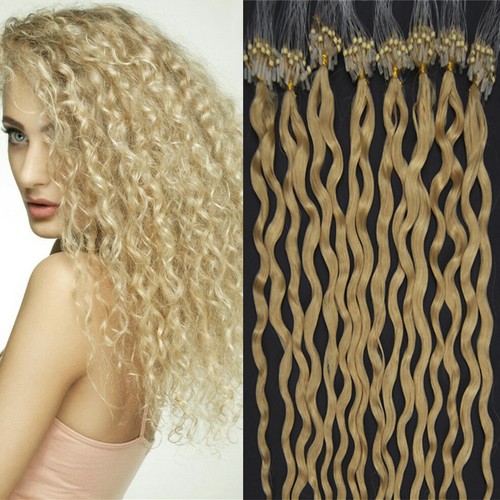 Micro Ring Loop Tip Real Human Hair Extensions Micro Beads Link Curly Hair20inch - Picture 42 of 45