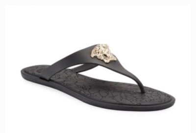 Versace Medusa black Thong Sandals Size 8B