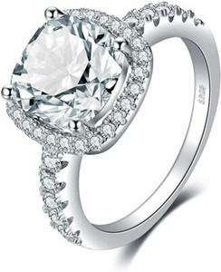 Ring Size R Square Princess Cut Ladies Ring 925 Sterling Silver Cubic Zirconia