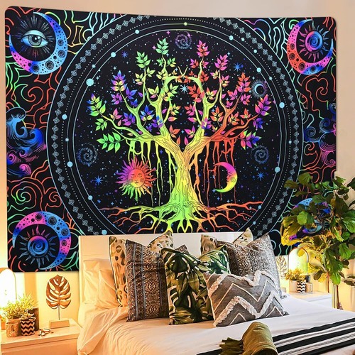 Hippie Psychedelic Mushr-oom Tapestry Wall Hanging Trippy Blanket Room Decor - Picture 2 of 35