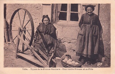 Alte Postkarte PUY-DE-DÔME Szenen der Auvergne alte Spinnerin Stempel. 1937