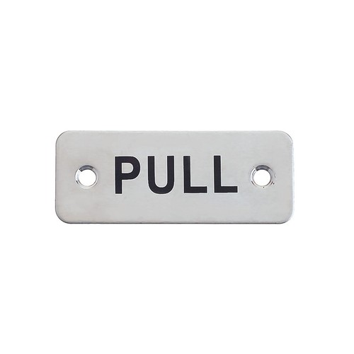 Push & Pull Sign Plate Satin Stainless Plates 75mm x 30mm With Fixings - Picture 5 of 7