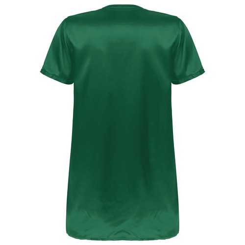 Men's Satin Night Shirt V Neck Short Sleeve Sleep Shirt Loose Comfy Nightgown - Picture 57 of 80