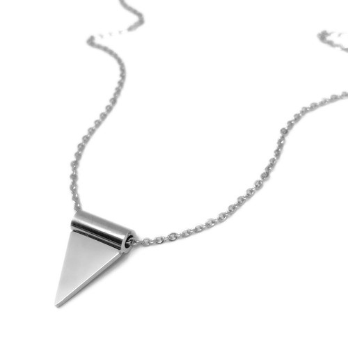 Kleines Silber umgekehrtes Dreieck Plättchen Anhänger Halskette minimalistischer Schmuck für sie - Bild 1 von 5